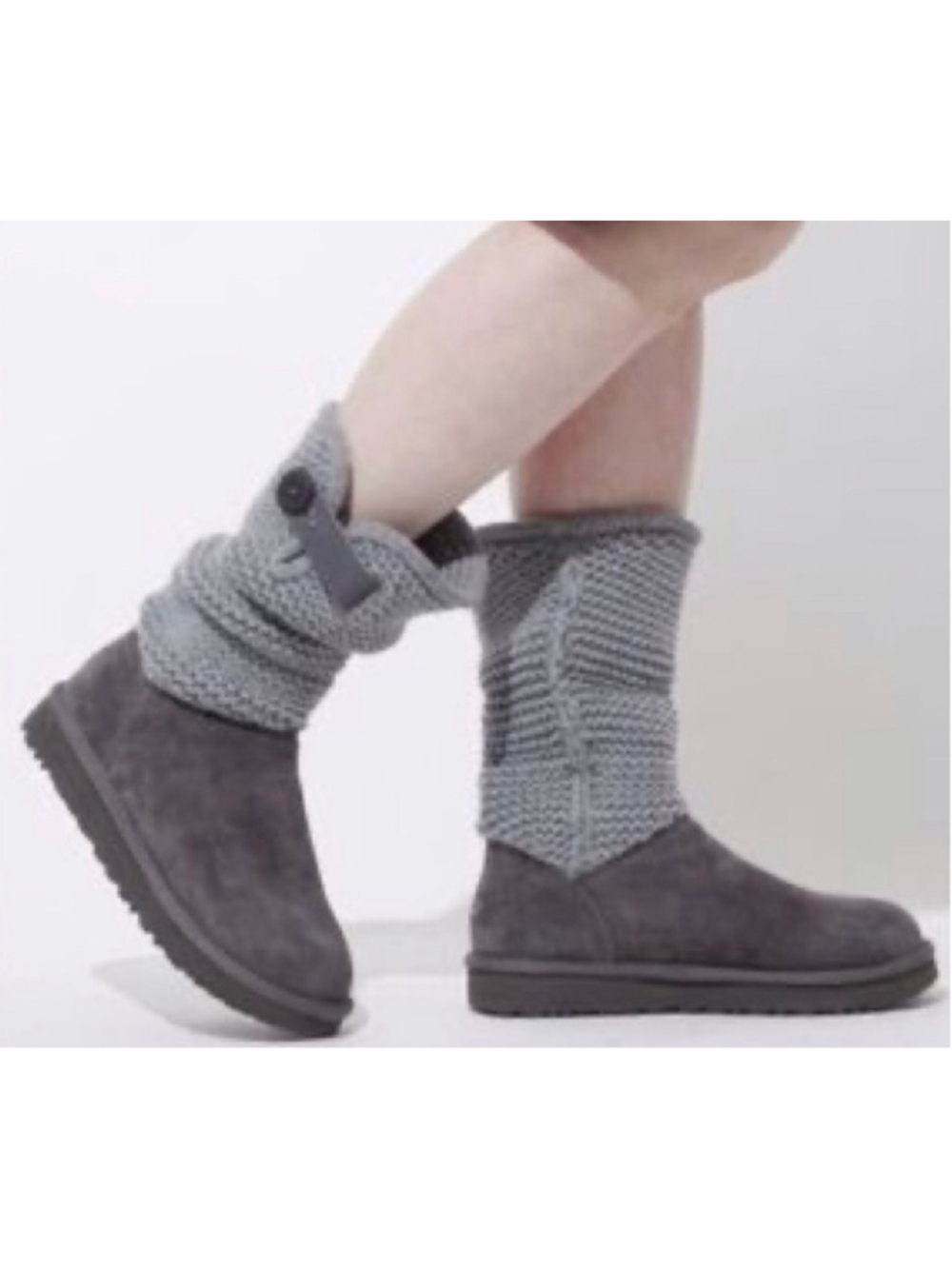 Women's UGG Shaina Knit Cuff Winter Boots Grey Size 10